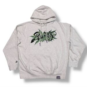 RUNTZ Grey Botanical Logo Embroidered Hoodie